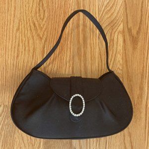 Perfect Evening Dress Black Handbag/Clutch with Diamond Accent